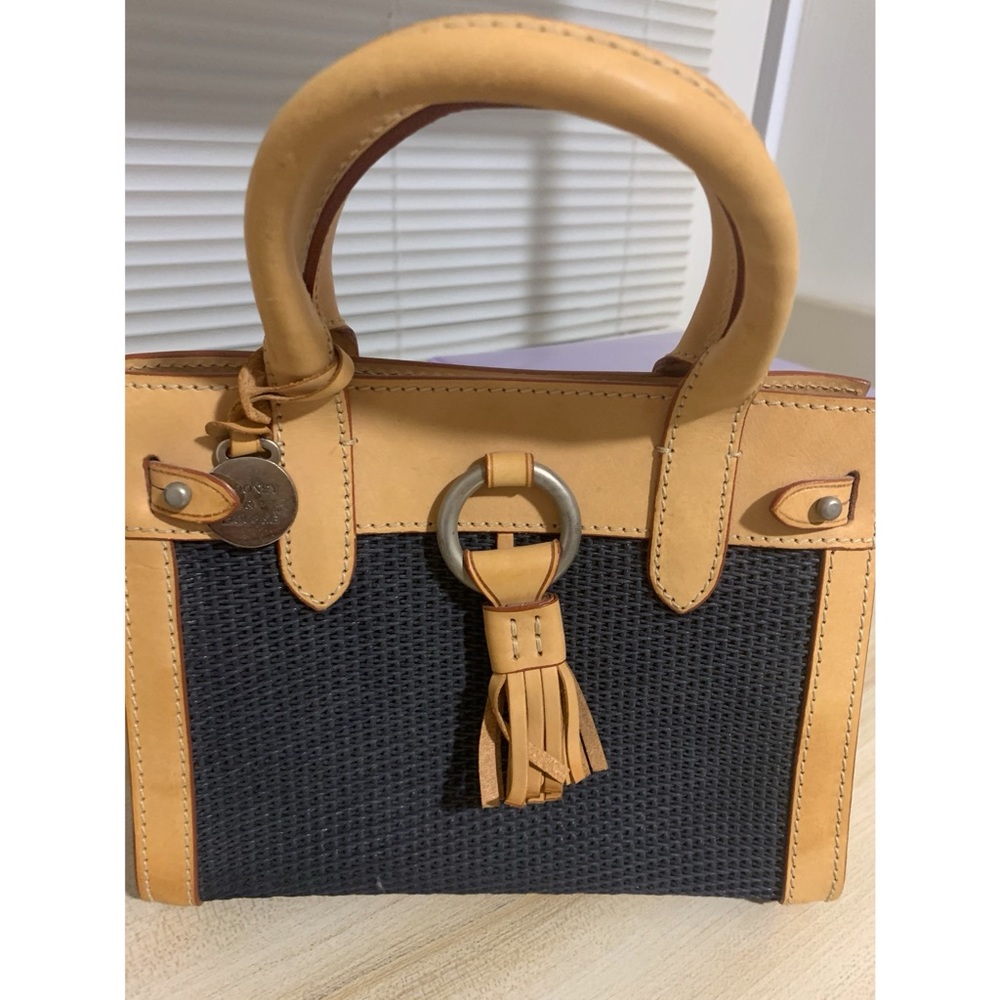 Brand: Dooney & Burke mini purse, Color: Blue and tan. Never been used